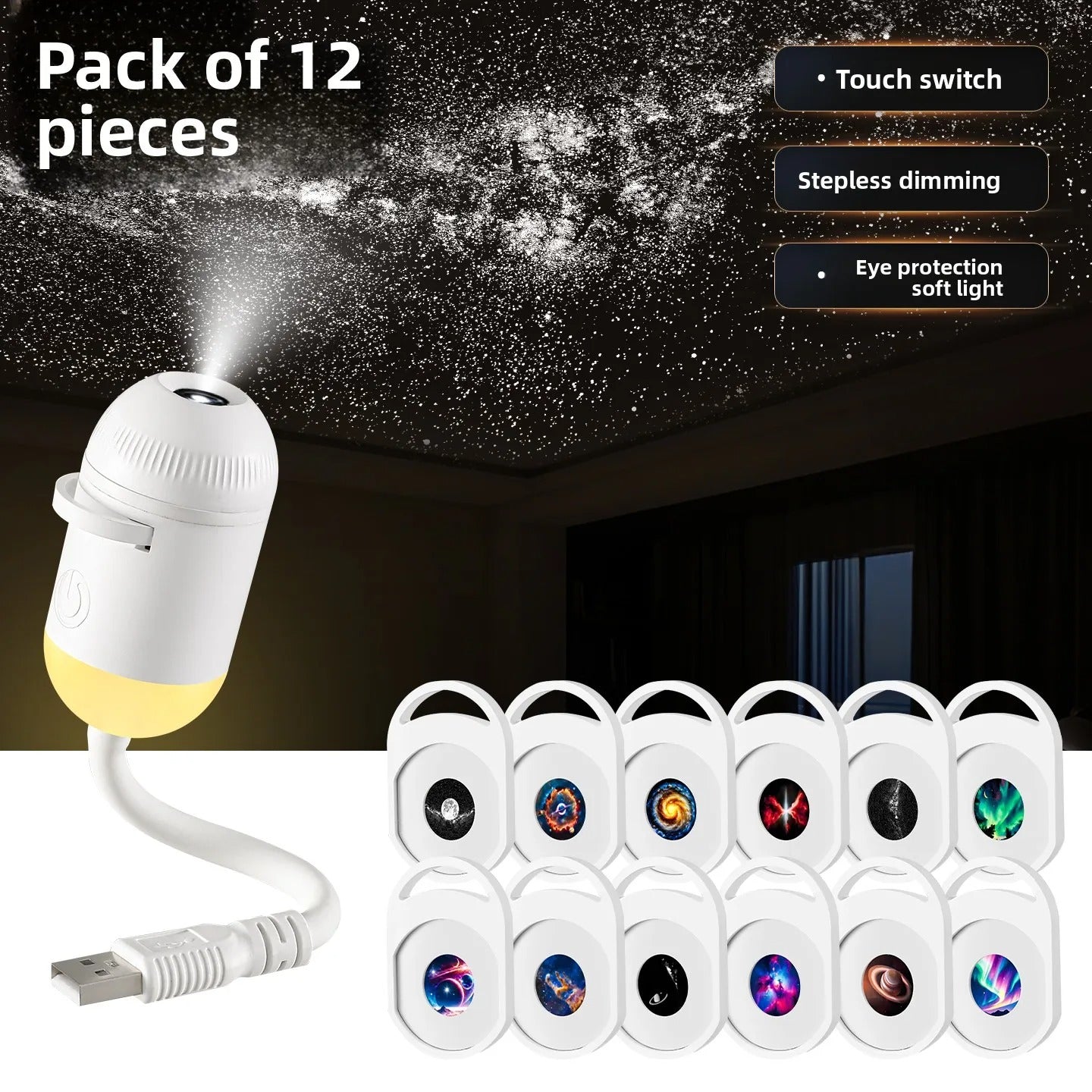 Cross-border Explosion USB Starry Sky Projection Light Car Interior Home Bedroom Night Light Romantic Galaxy Atmosphere Light