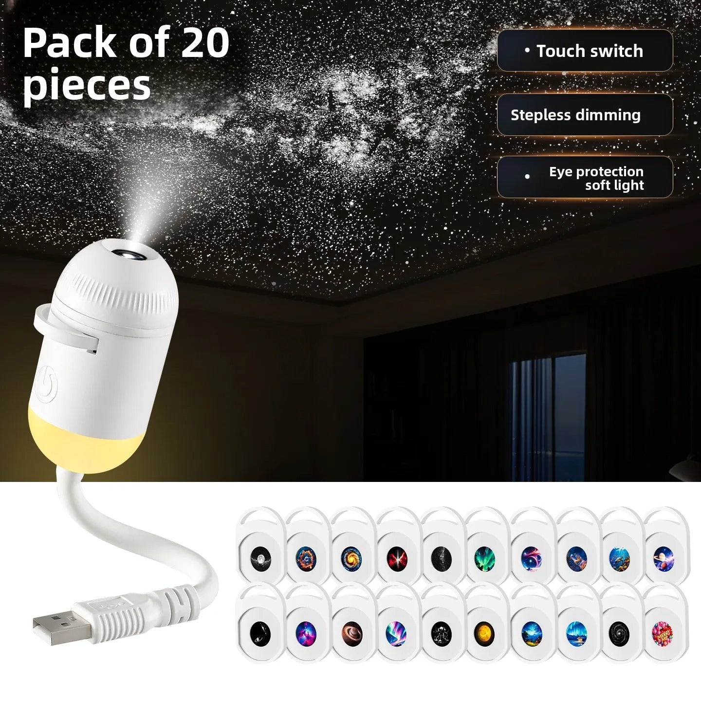 Cross-border Explosion USB Starry Sky Projection Light Car Interior Home Bedroom Night Light Romantic Galaxy Atmosphere Light