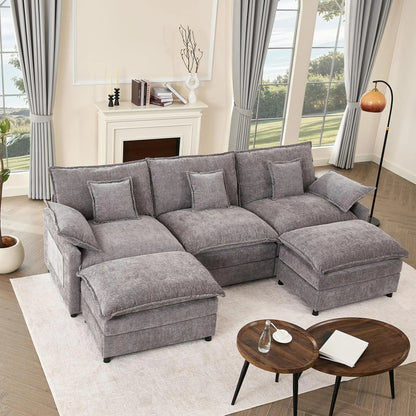 GOSUHI 108" U-Shaped Modular Cloud Couch, Deep Seat, Linen Beige | Cloud Comfort, Couches for Living Room, Removable
