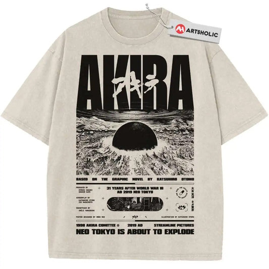 Hot Manga Akira Print T-shirt Summer Short Sleeve Tees High Quality Cotton Men Women Clothing Vintage Washed Oversized T Shirt