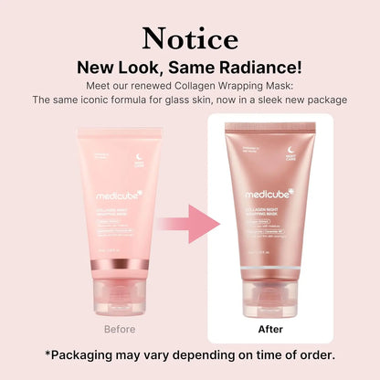 Free Brush Medicube Collagen Overnight Wrapping Peel Off Facial Mask Reduces Sagging Dullness Collagen Korean Skin Care
