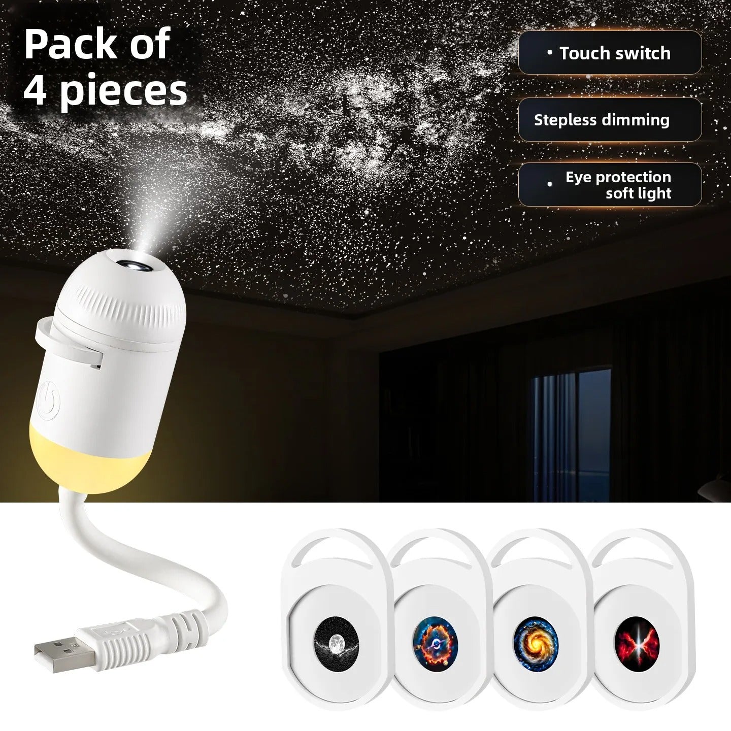 Cross-border Explosion USB Starry Sky Projection Light Car Interior Home Bedroom Night Light Romantic Galaxy Atmosphere Light