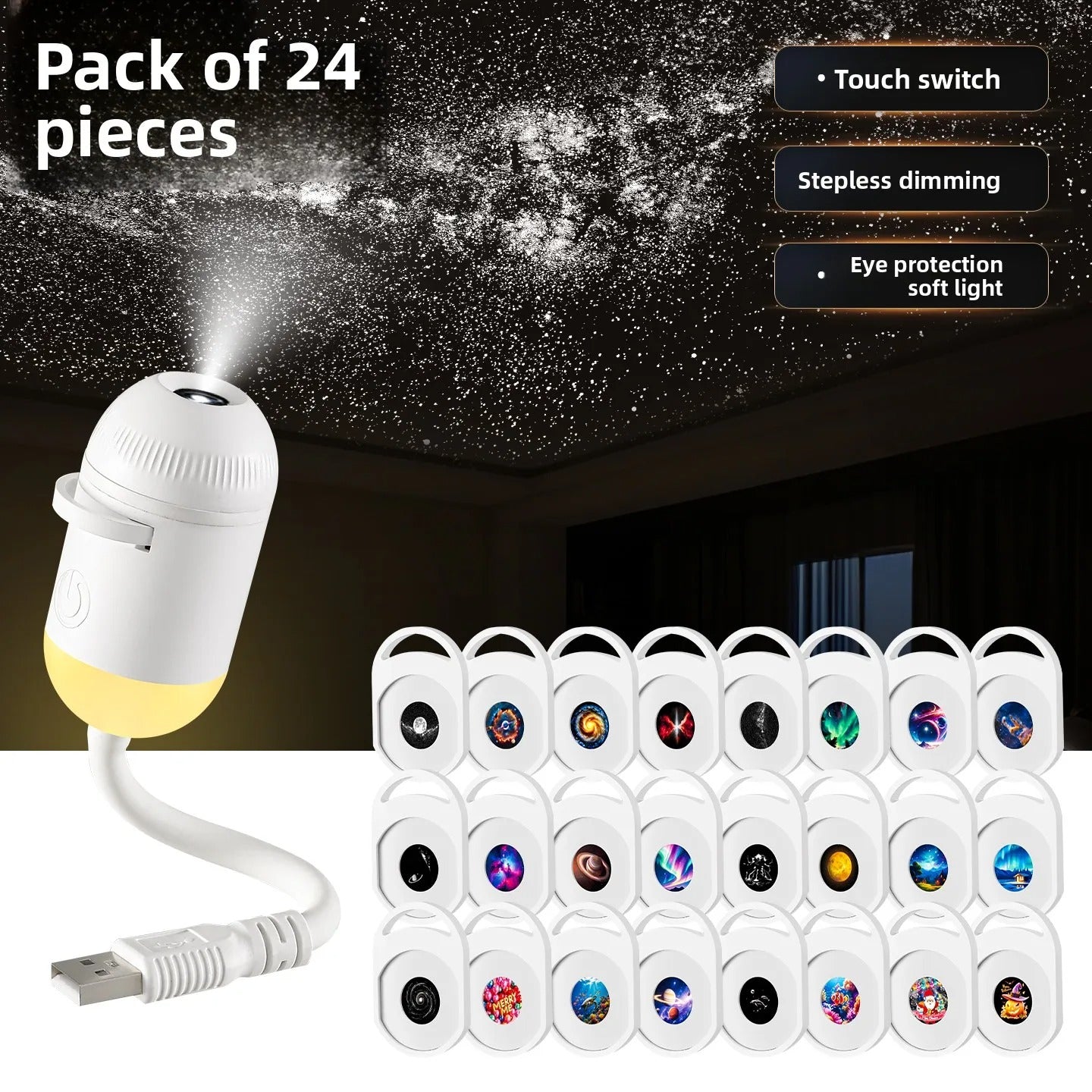 Cross-border Explosion USB Starry Sky Projection Light Car Interior Home Bedroom Night Light Romantic Galaxy Atmosphere Light