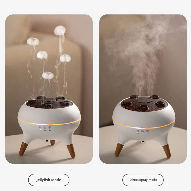 Flame Mist Aroma Diffuser |Jellyfish Dynamic Light Wood |Grain Essential Oil Humidifier | Multi Hole Fragrance Diffusion Machine