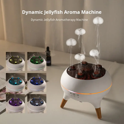 Flame Mist Aroma Diffuser |Jellyfish Dynamic Light Wood |Grain Essential Oil Humidifier | Multi Hole Fragrance Diffusion Machine